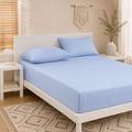Σεντόνι Γαλάζιο Μονό με Λάστιχο 100x200+30 1τμχ Microcotton