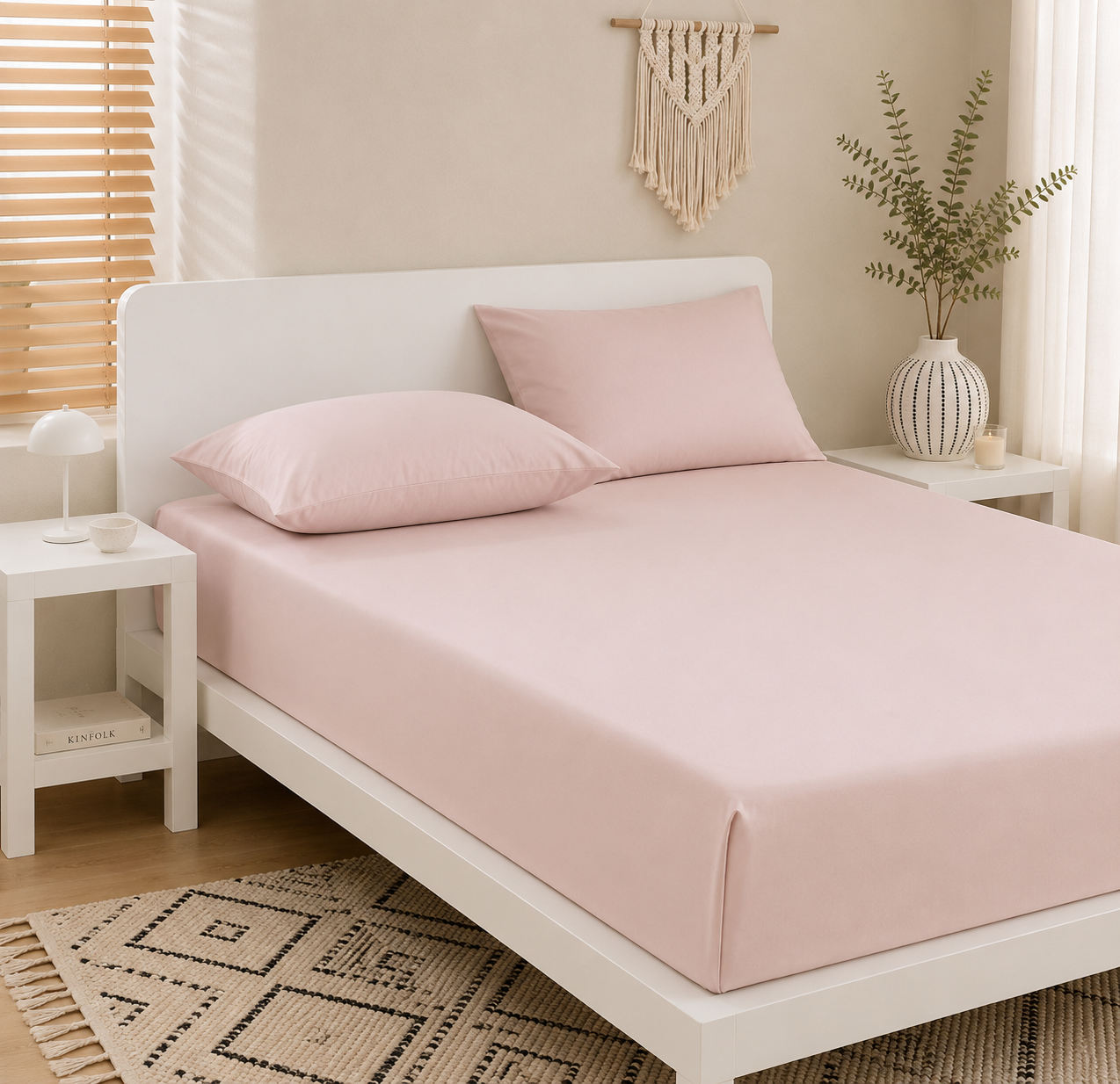 Σεντόνι Ροζ Διπλό με Λάστιχο 160x200+30 1τμχ Microcotton