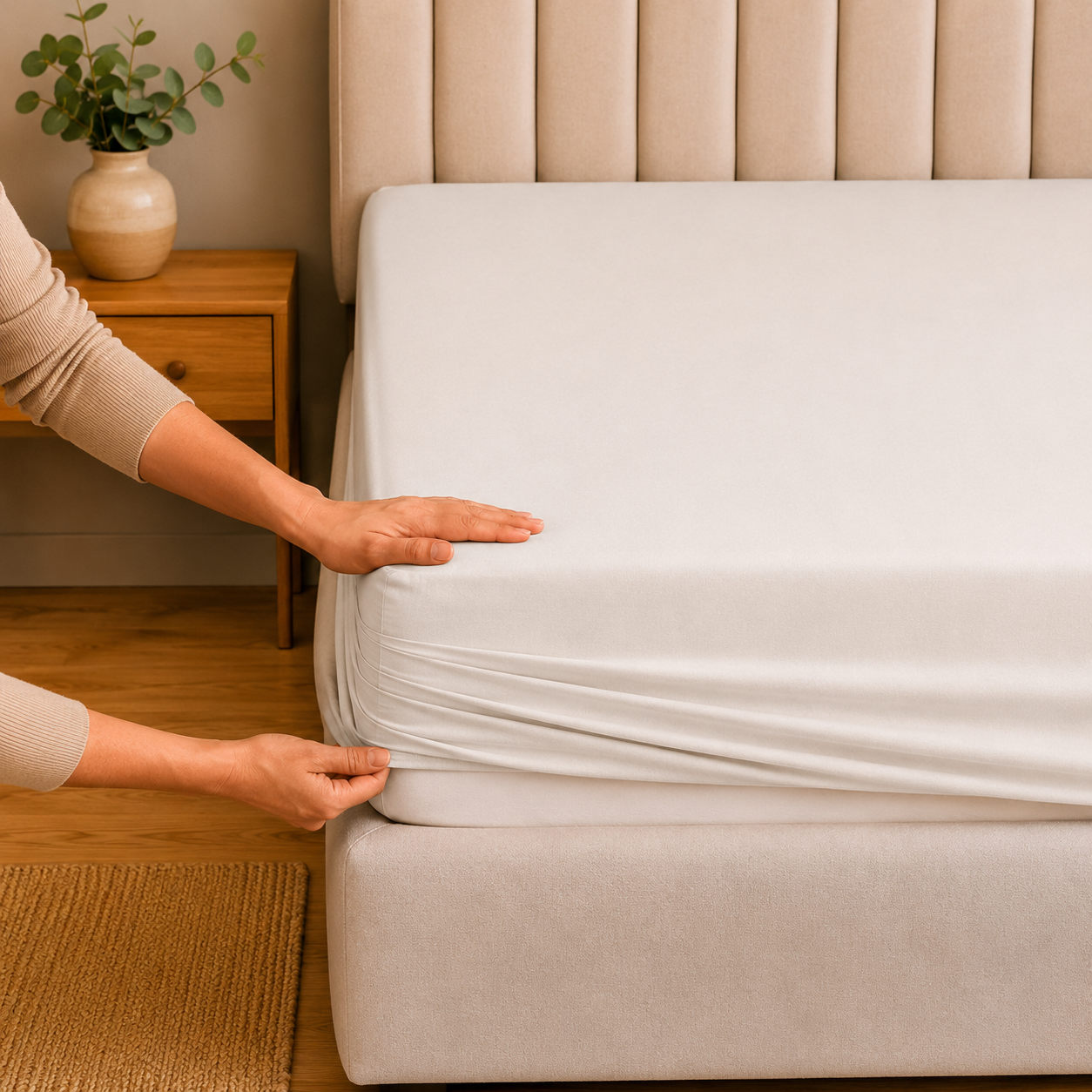 Σεντόνι Λευκό  Μονό με Λάστιχο 100x200+30 1τμχ Microcotton